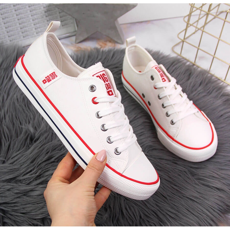 Low-top white eco-leather sneakers Big Star JJ274130