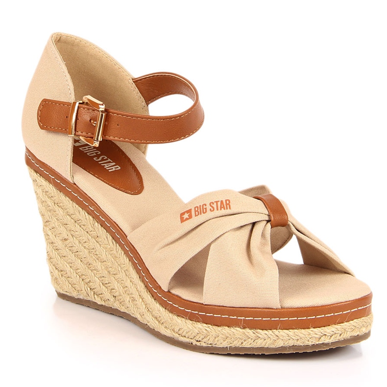 Sandals espadrilles on a beige wedge Big Star JJ274939 Sandals espadrilles on a beige wedge Big Star JJ274939