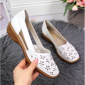 Women's white openwork leather shoes Rieker 41356