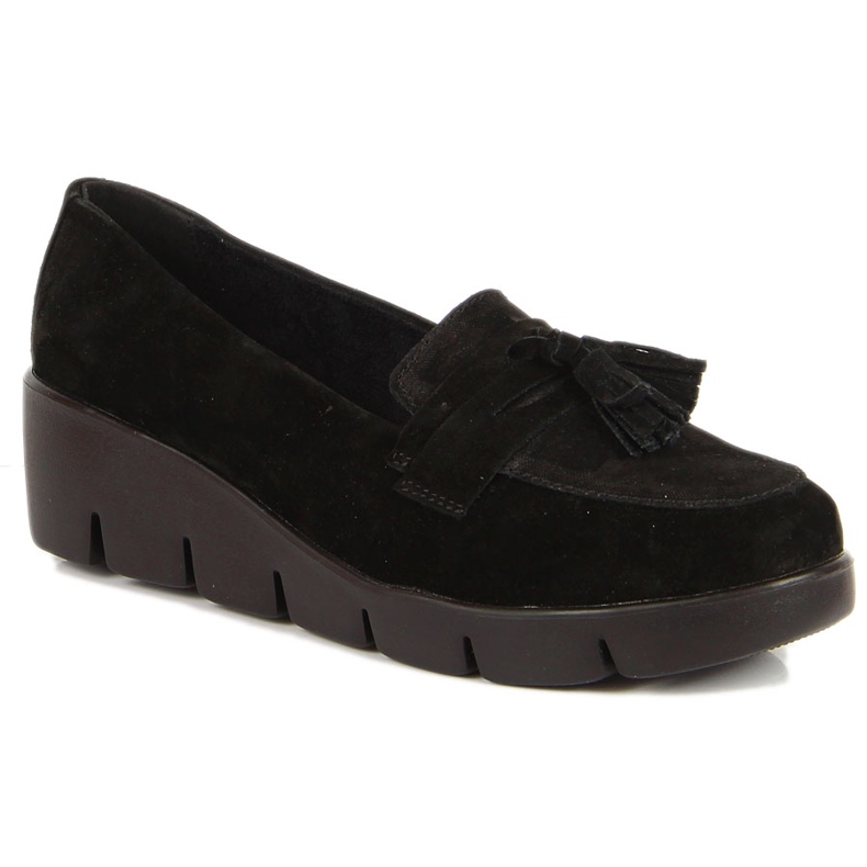 Black Filippo leather women's moccasins