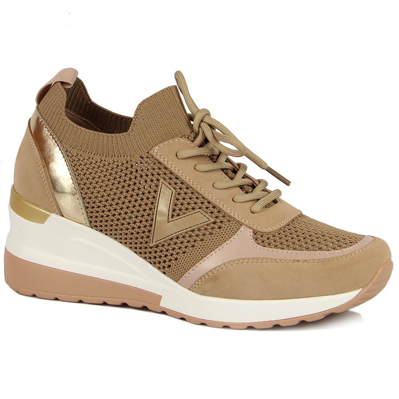 Women's lace-up shoes, beige Vinceza