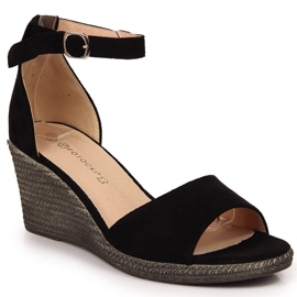 Women's black wedge sandals Potocki Women's black wedge sandals Potocki