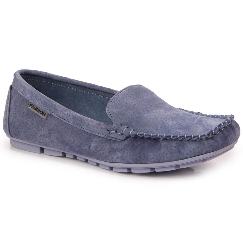 Women's blue leather loafers Vinceza