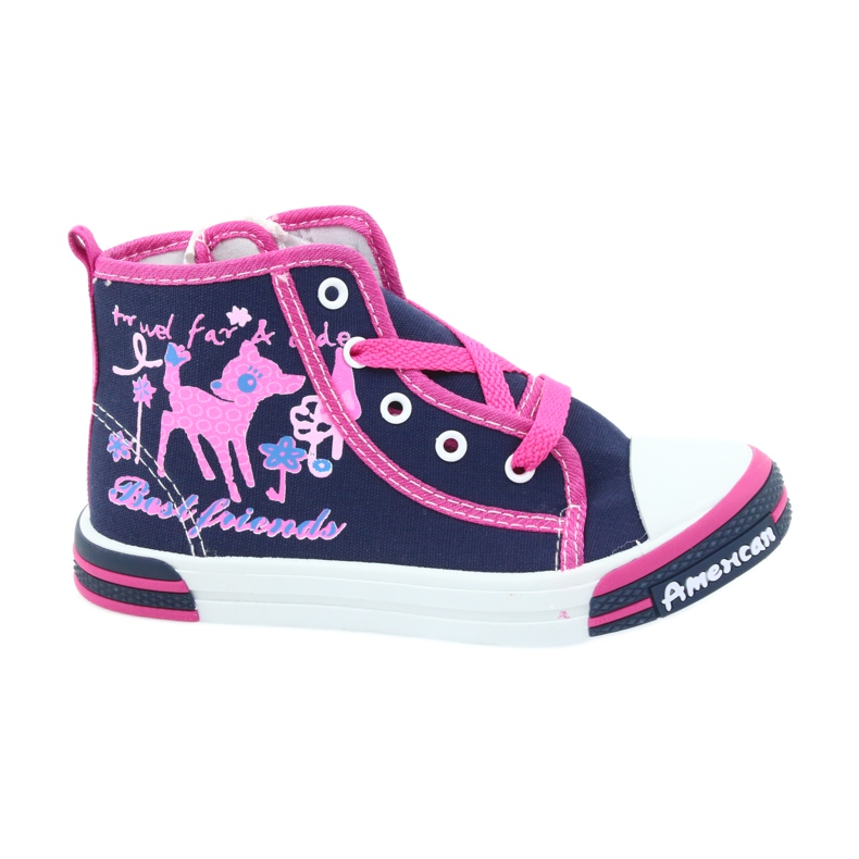 American Club American TEN13 navy blue sneakers with a zipper pink
