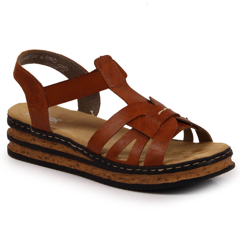 Brown Rieker 62918-22 women's brown wedge sandals