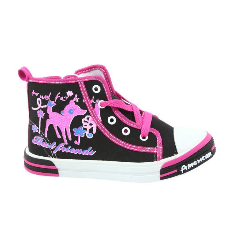 American Club Black sneakers children's shoes with a zipper American TEN13 blue pink