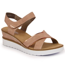 Women's wedge sandals powder pink Rieker V38G9-31