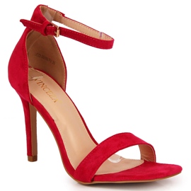 Sandals high heels suede fuchsia Vinceza pink