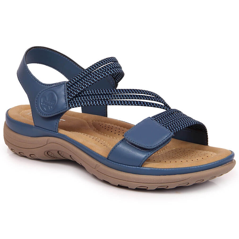Women's sports sandals with Velcro blue Rieker V8873-14