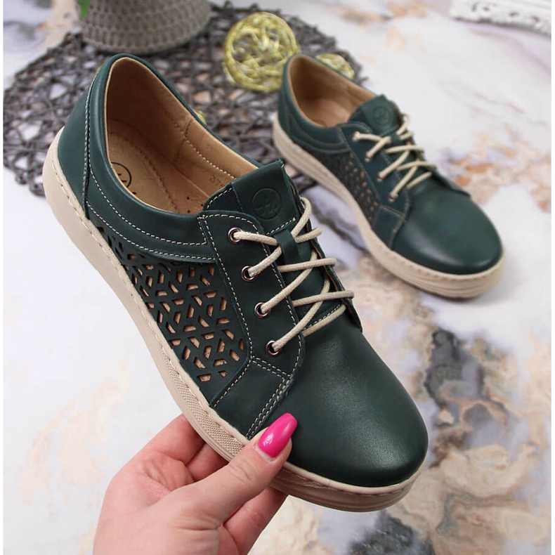 Comfortable green leather shoes for women Helios 375 Comfortable green leather shoes for women Helios 375