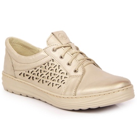 Comfortable leather women's shoes, golden Helios 375