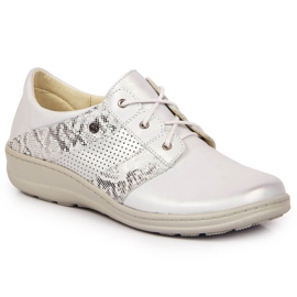 Comfortable women's leather shoes, silver Helios 399