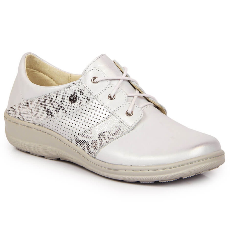Comfortable women's leather shoes, silver Helios 399 Comfortable women's leather shoes, silver Helios 399