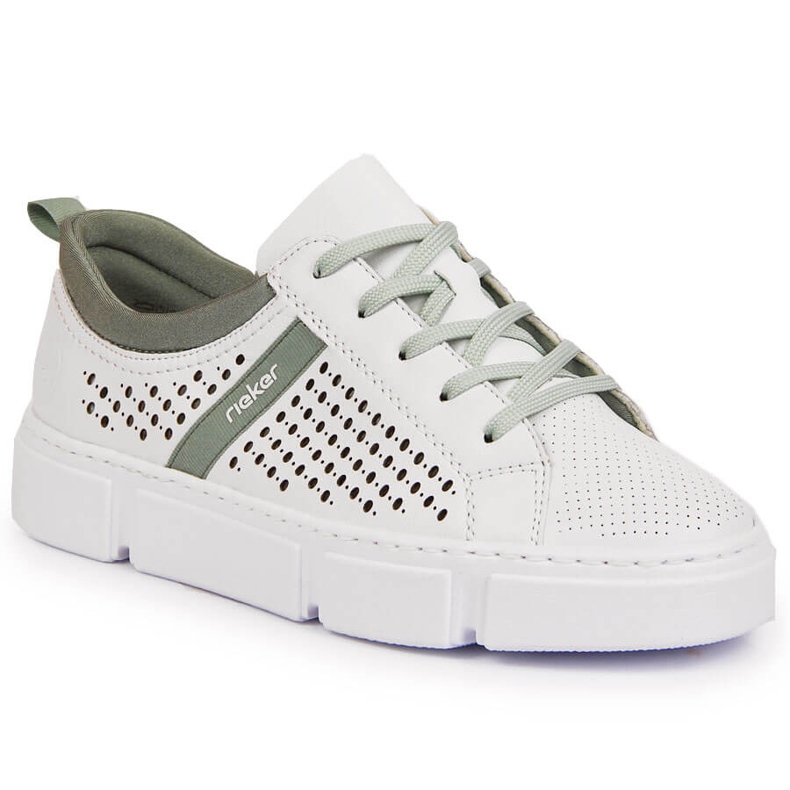 Women's white openwork leather shoes Rieker N5950-80