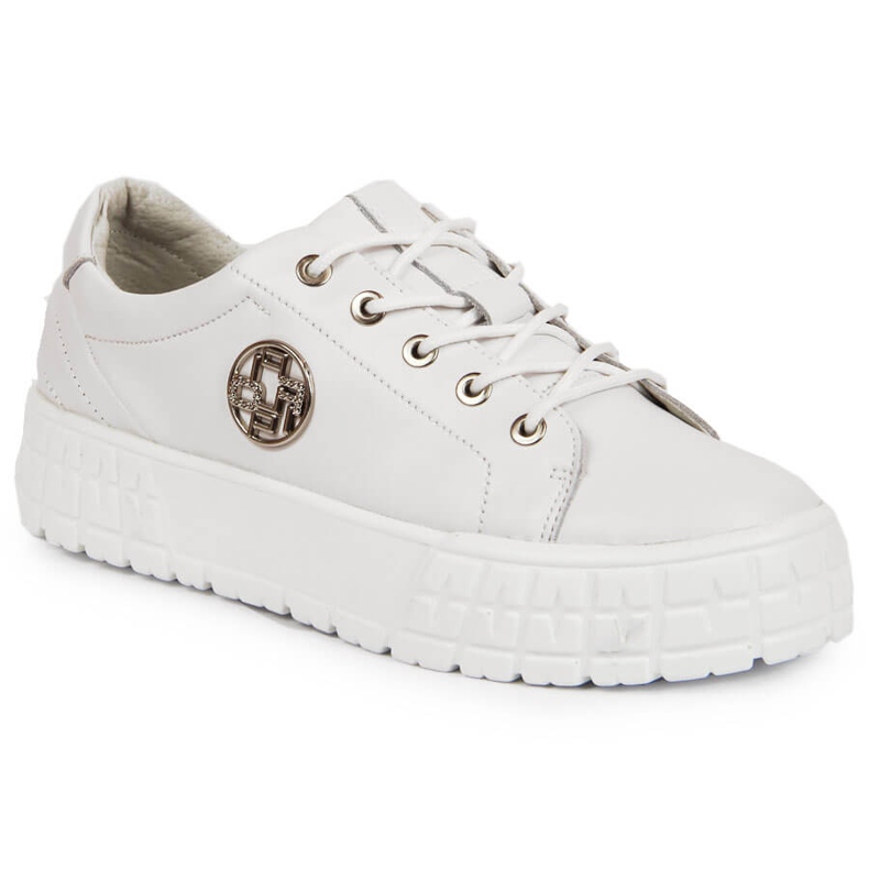 Women's platform leather shoes white Filippo