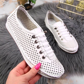 White Artiker openwork leather women's shoes
