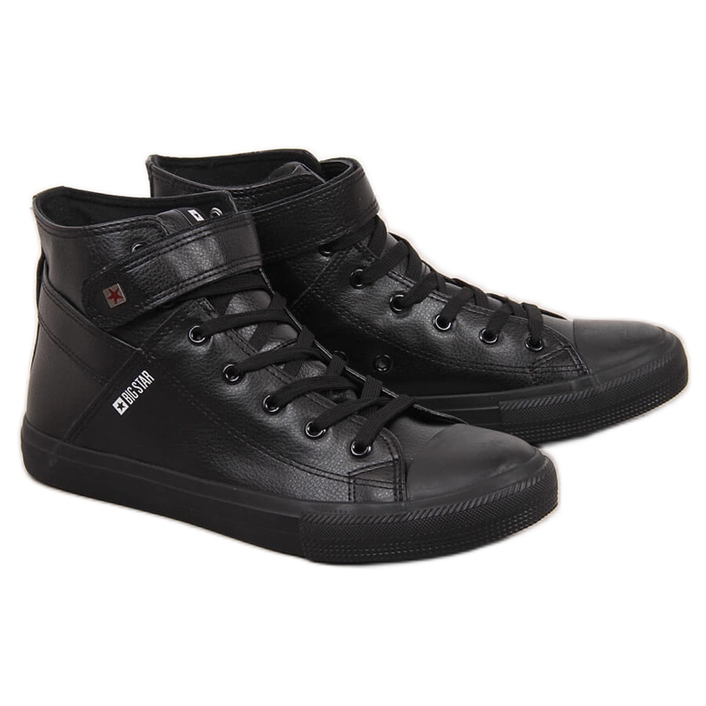 Black men's sneakers high with Velcro Big Star Y174020