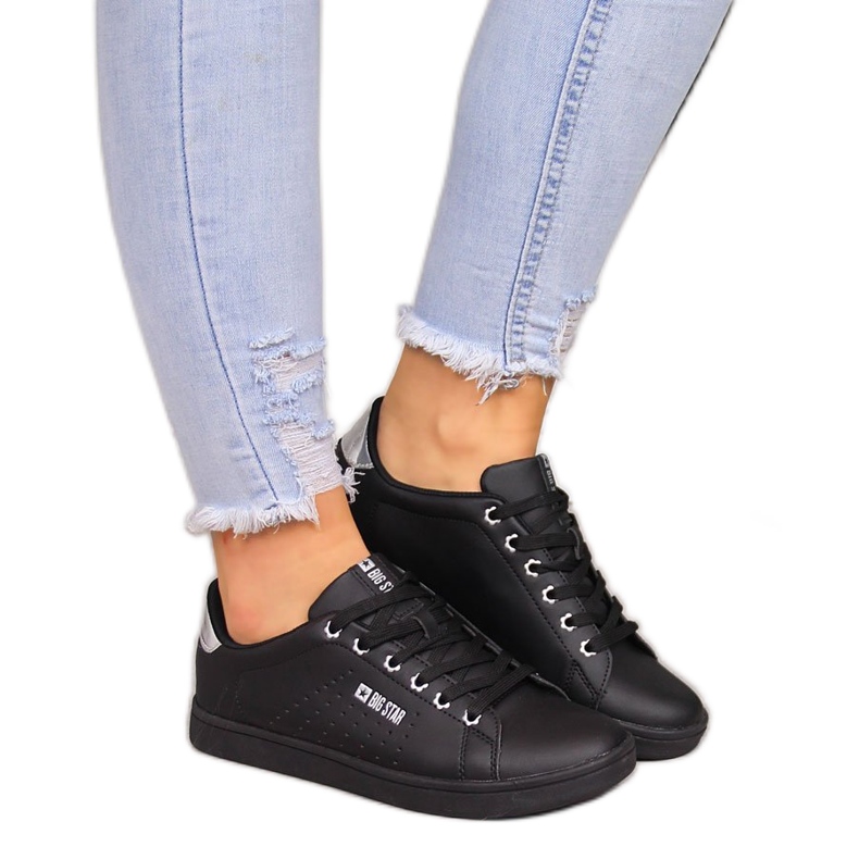 Black women's sneakers with eco leather Big Star DD274586