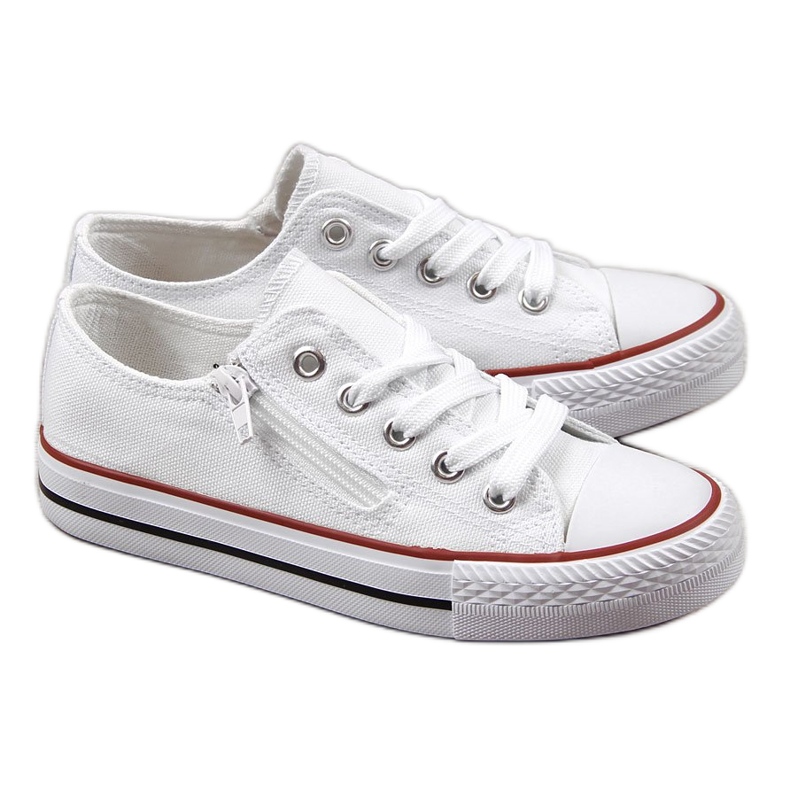 Children's low sneakers with a zipper, white NEWS