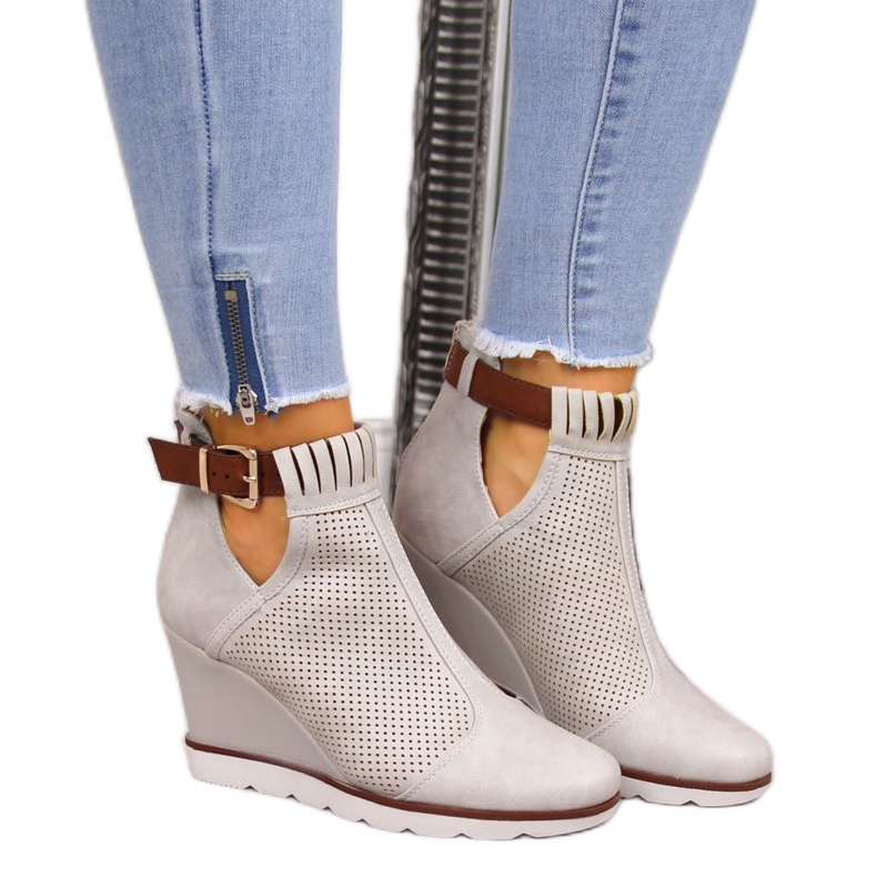 Women's beige sneakers with openwork wedges Filippo