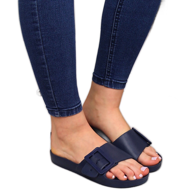 Women's navy blue foam beach slippers Big Star FF274A388
