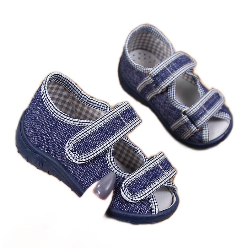 Slippers boys sandals home navy blue and gray Nazo