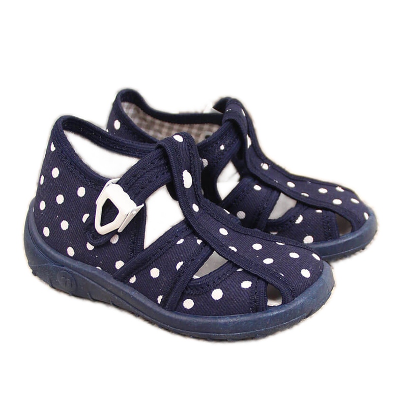 Girls' slippers, navy blue Nazo sandals