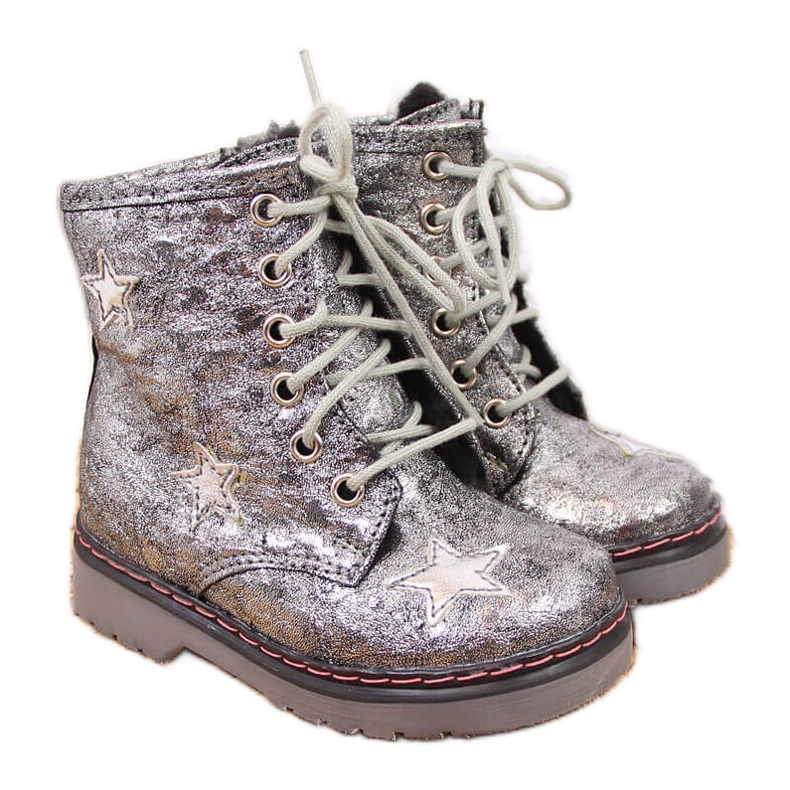Girls' warm metallic silver boots Kornecki 6216