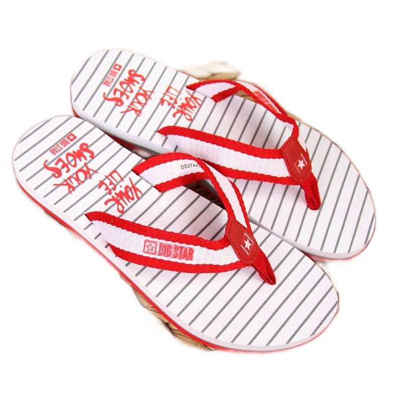 Red Big Star DD274A249 women's red beach flip-flops