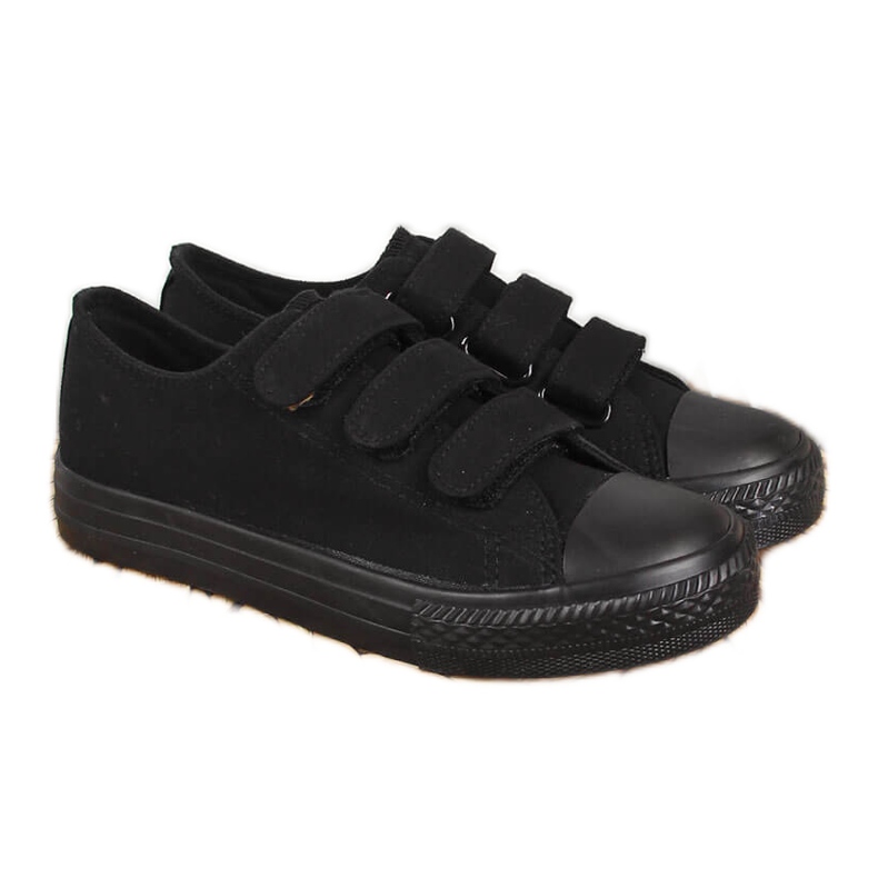 Black Atletico children's low-top sneakers with velcro fasteners