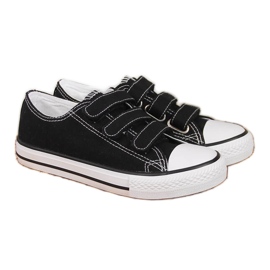 Black Atletico children's low-top sneakers with velcro fasteners