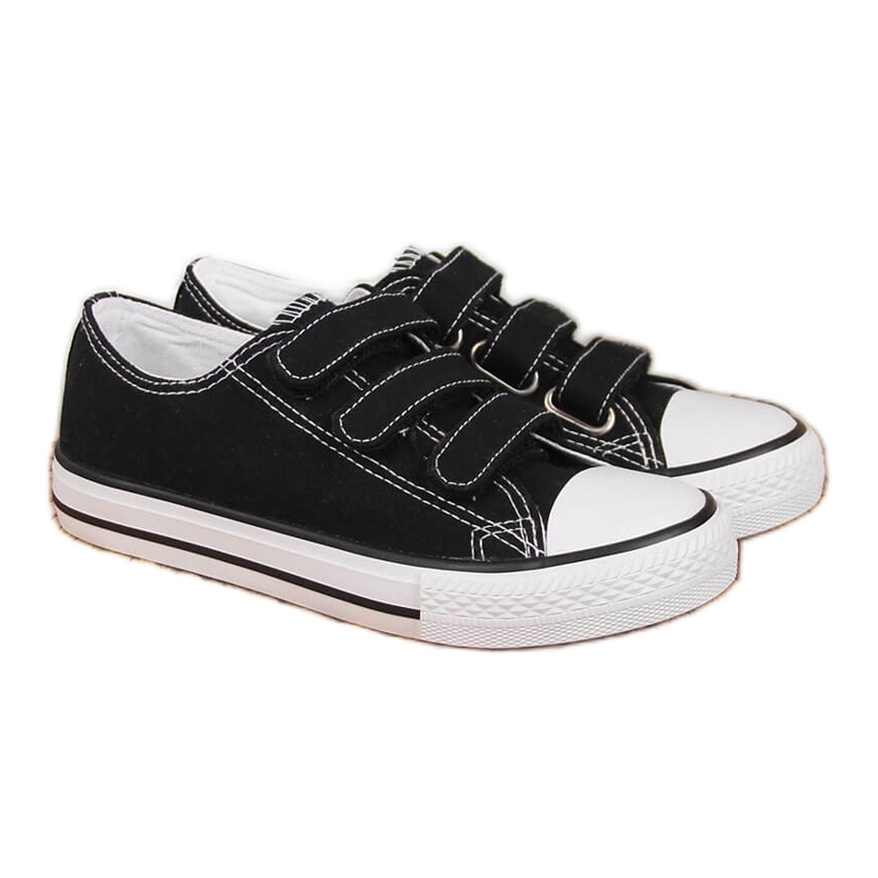 Black Atletico children's low-top sneakers with velcro fasteners