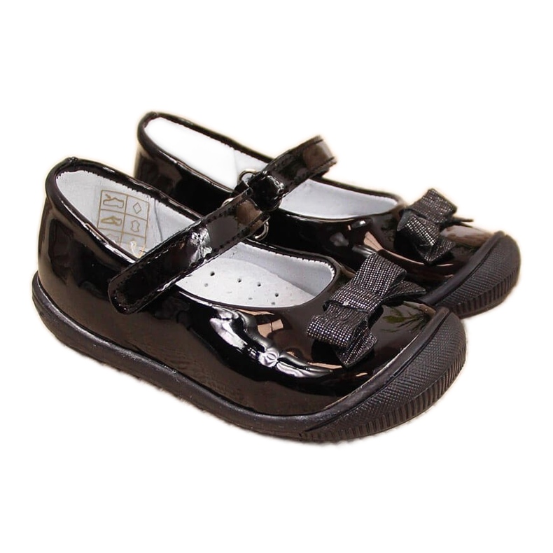 Girls' black velcro black ballerinas Kornecki 6065