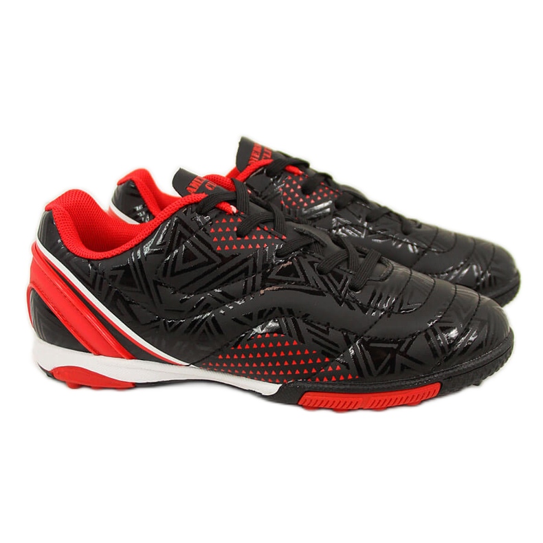 Black and red American Club children's turf sports shoes black / red