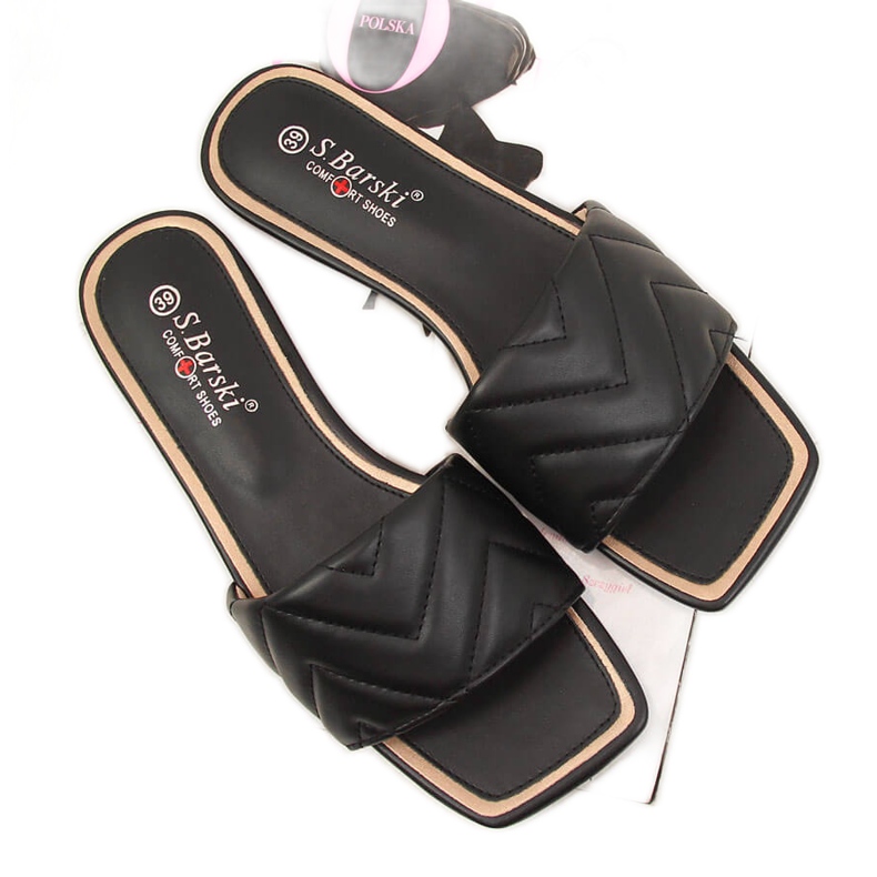 S.Barski Black quilted women's slippers S. Barski S.Barski Black quilted women's slippers S. Barski