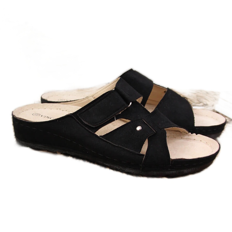 Women's black wedge slippers Vinceza Women's black wedge slippers Vinceza