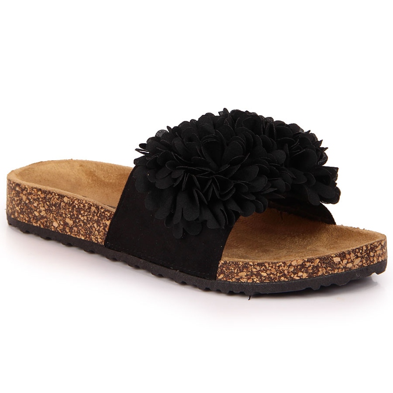 Women's black slippers with a flower Jezzi