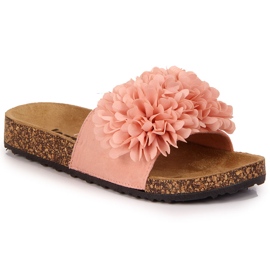 Women's slippers with a flower, pink Jezzi