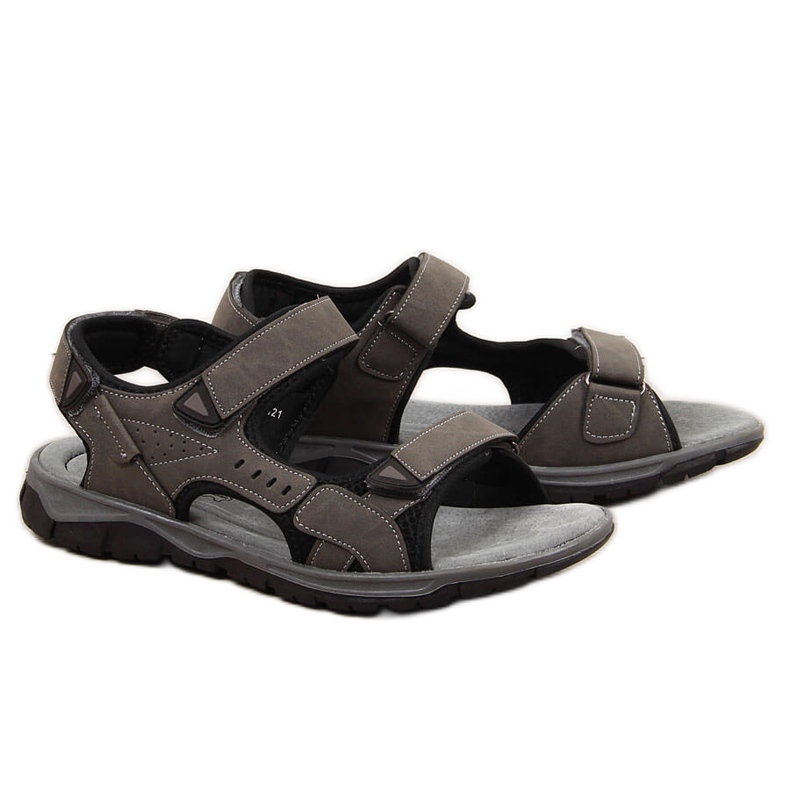 Gray American Club men's sport sandals with velcro grey