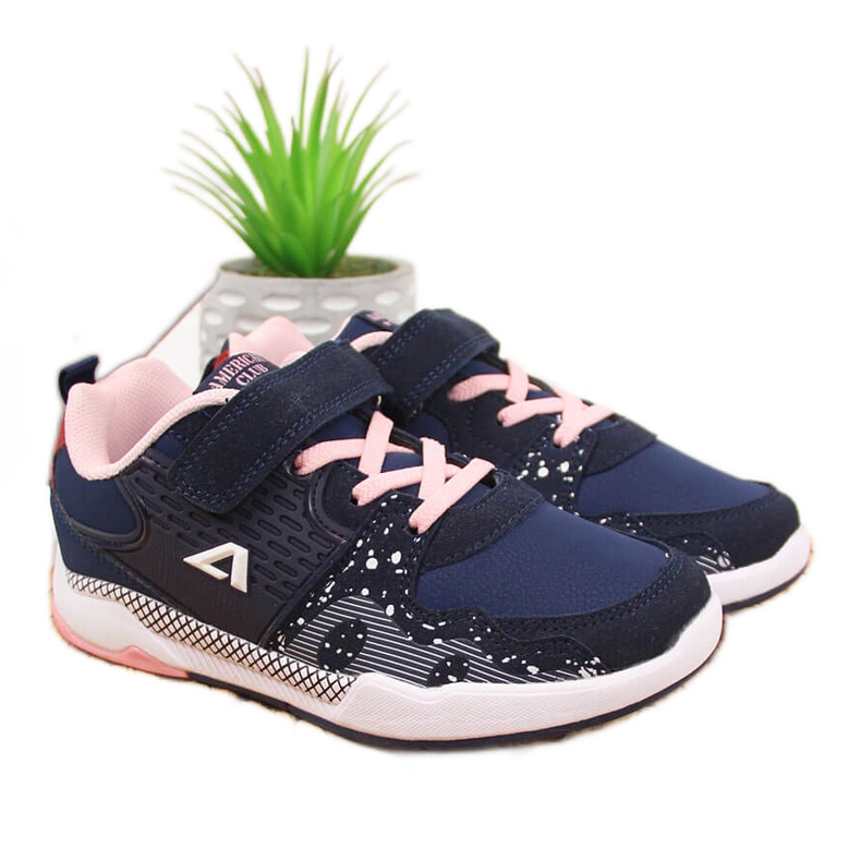 Girls' sports shoes with Velcro navy blue American Club