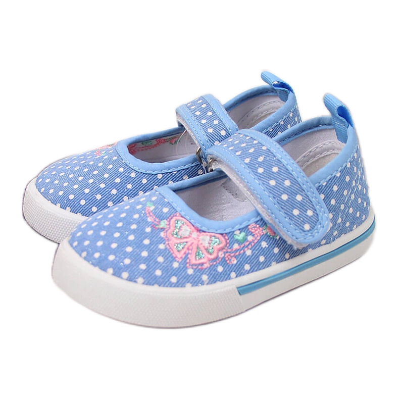 Velcro ballerinas with blue Atletico polka dots