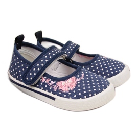 Velcro ballerinas with navy blue and white polka dots Atletico