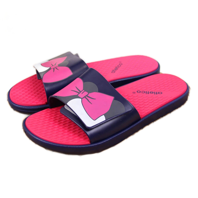 Atletico navy blue women's beach slippers with velcro