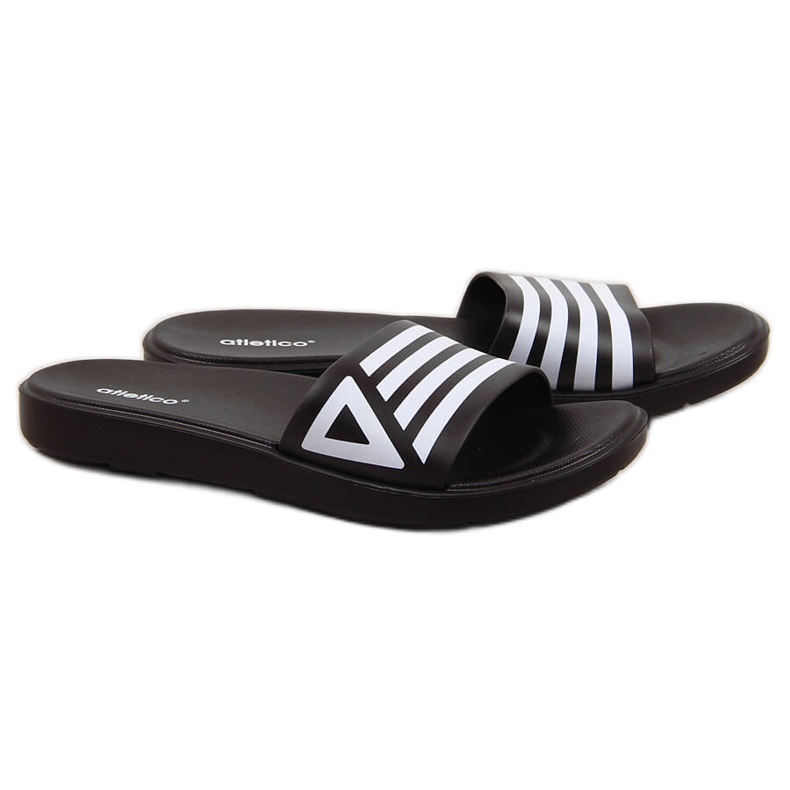 Atletico black pool slippers white