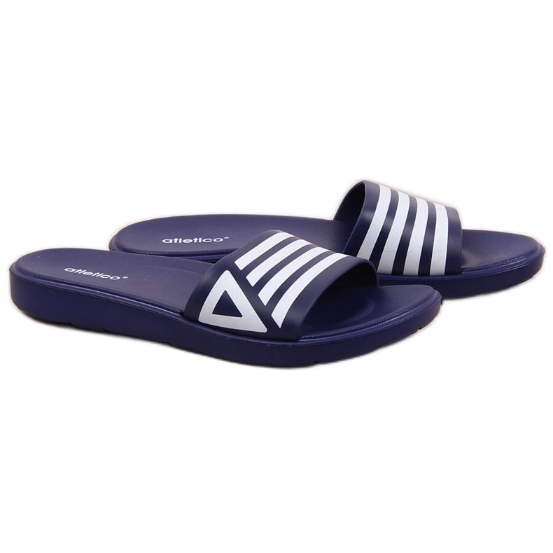 Atletico navy blue and white pool slippers