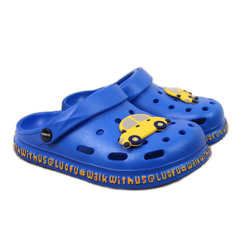 Boys' foam slippers for the Atletico blue swimming pool