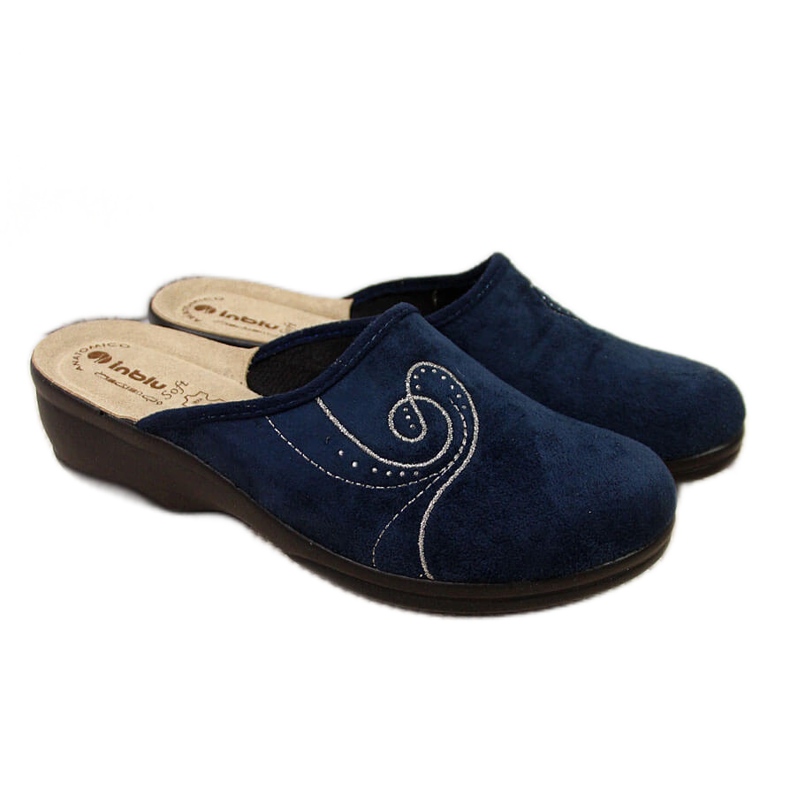 Women's home slippers on wedges navy blue Inblu