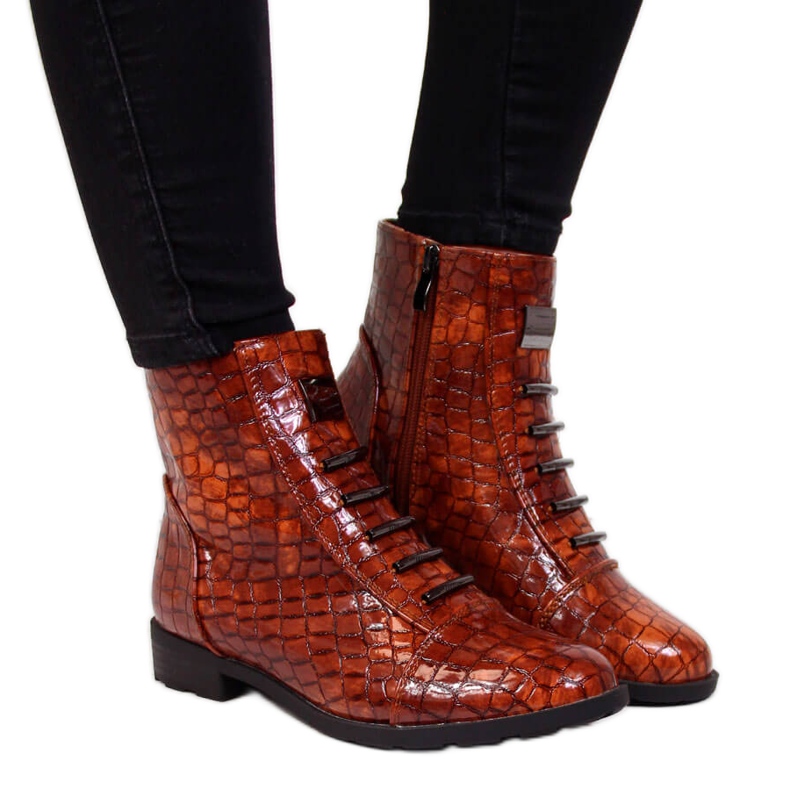Brown Croco boots for women insulated brown Filippo
