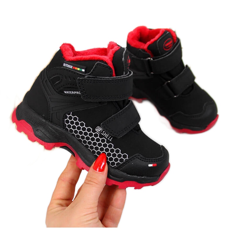 Boys' black velcro waterproof snow boots American Club