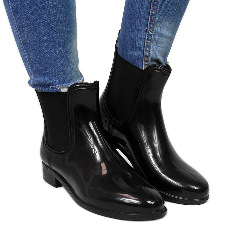 Women's galoshes black lacquered Jodhpur boots T.Sokolski